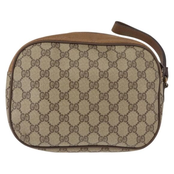 GUCCI GG Supreme Web Sherry Line Bag PVC Beige Brown - Picture 3 of 14